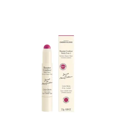Стик цветной для губ, щёк и век Embryolisse 3 в 1 Rose Framboise кремовый малиново-розовый, 2,5 г
