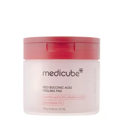 Пэды для лица Medicube Red Succinic Acid Peeling Pad отшелушивающие с янтарной и салициловой кислотой, 70 шт, 155 г