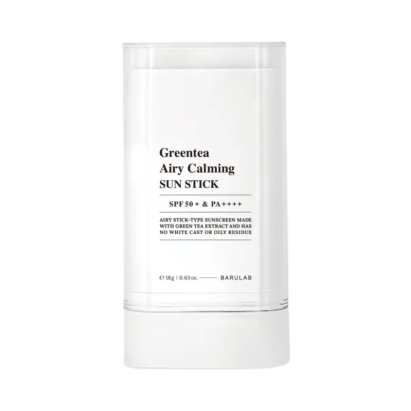 Стик солнцезащитный для лица Barulab Green Tea Airy Calming с зелёным чаем, успокаивающий, 19 г