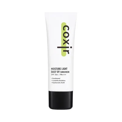 Крем солнцезащитный для лица Coxir Green Tea Clear Line с зеленым чаем и муцином улитки, для чувствительной кожи, 50 мл
