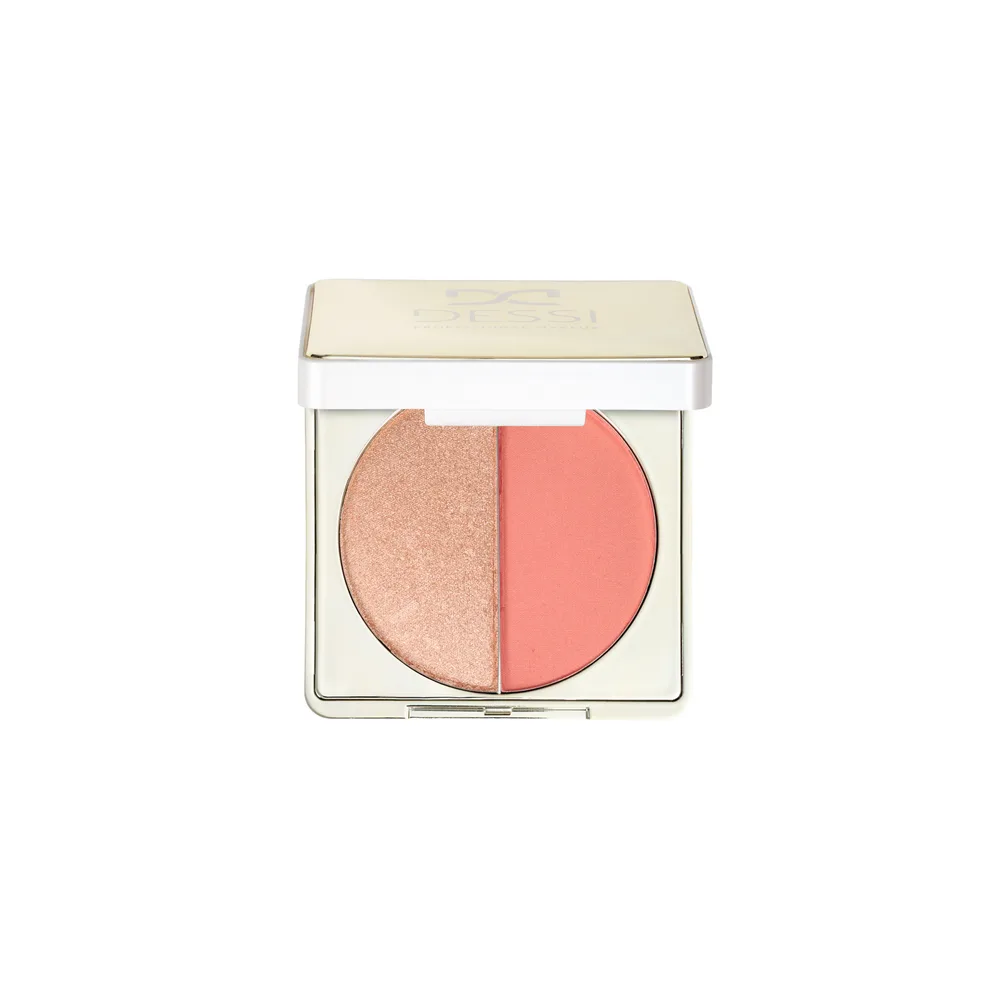 Хайлайтер и румяна Dessi Cosmetics La Dolce Vita Glow and Blush Perla/Venezia жемчужное сияние, дуо-палетка, 12 г