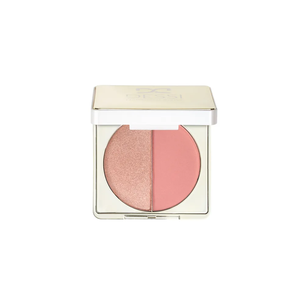Хайлайтер и румяна Dessi Cosmetics La Dolce Vita Glow and Blush Oro/Milano золотистое сияние, дуо-палетка, 12 г