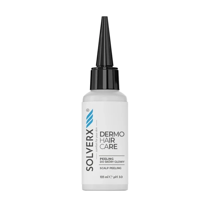 Пилинг для кожи головы Solverx dermoHAIR Care с кислотами и кофеином очищающий, для жирной кожи головы, 125 мл