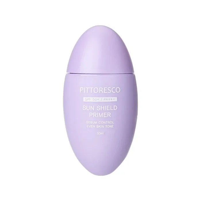 База под макияж Pittoresco Sun Shield Primer SPF50+ PA+++ с фиолетовым пигментом, выравнивает тон, 50 мл