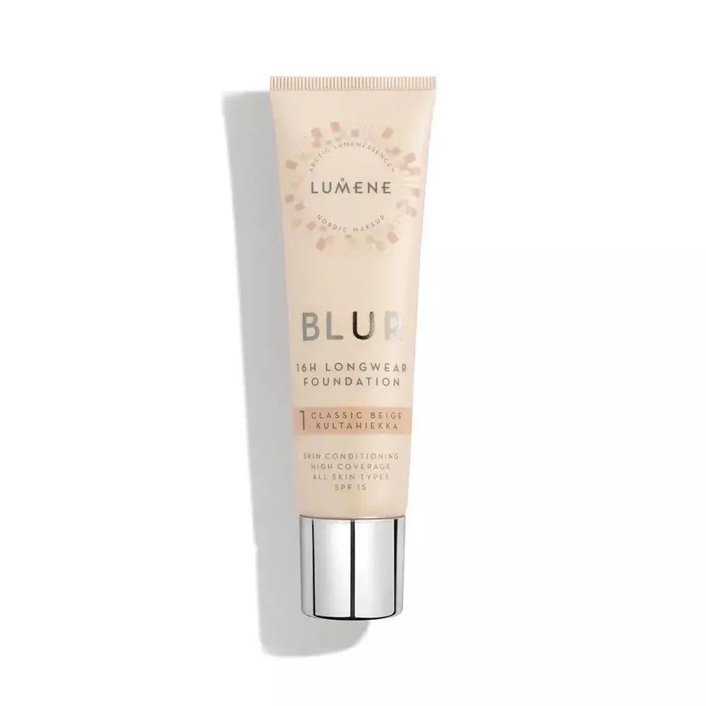 Тональный крем Lumene Blur 16H оттенок 1 Classic Beige SPF 15 стойкий полукроющий, 30 мл