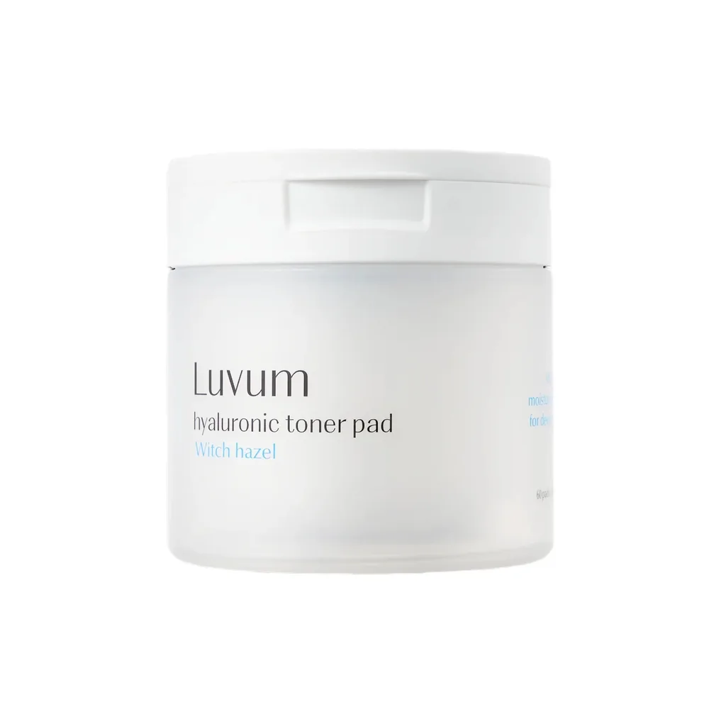 Диски тонизирующие для лица Luvum Witch Hazel Hyaluronic Toner Pad с гамамелисом и гиалуроновой кислотой, двусторонние, 60 шт