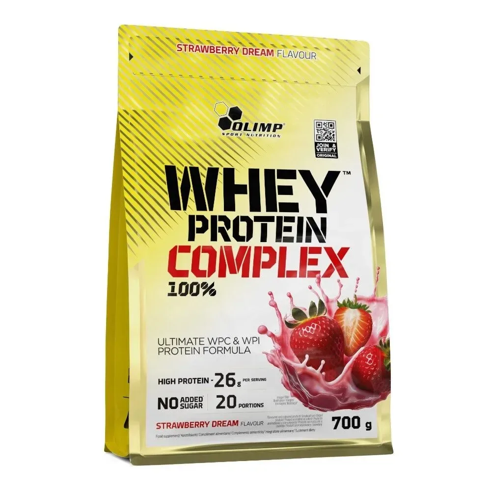 Протеин сывороточный Olimp Sport Nutrition Whey Protein Complex 100% порошок, вкус клубники, для набора белка, 700 г