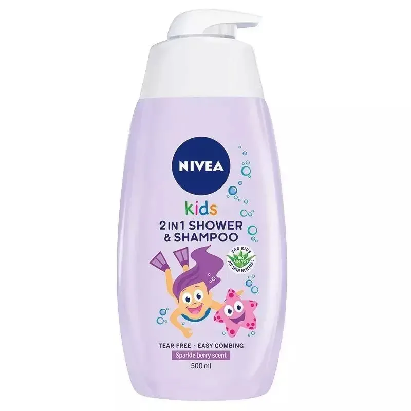 Гель для мытья тела и волос NIVEA Kids 2в1 детский фруктовый аромат 500 мл