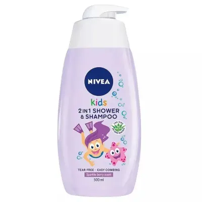 Гель для мытья тела и волос NIVEA Kids 2в1 детский фруктовый аромат 500 мл