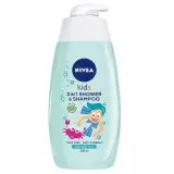 Гель для мытья тела и волос NIVEA Kids 2 в 1 алоэ и ромашка, аромат яблочных карамелек, 500 мл — фото 1