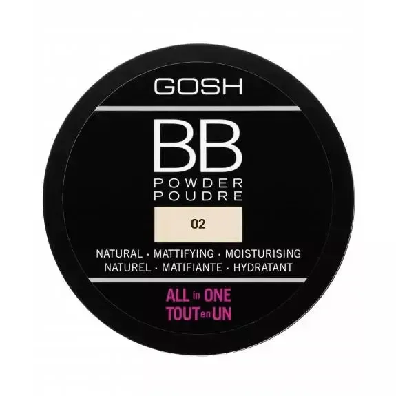Пудра прессованная Gosh BB Powder 02 Sand лёгкое покрытие, матирующая, 6,5 г