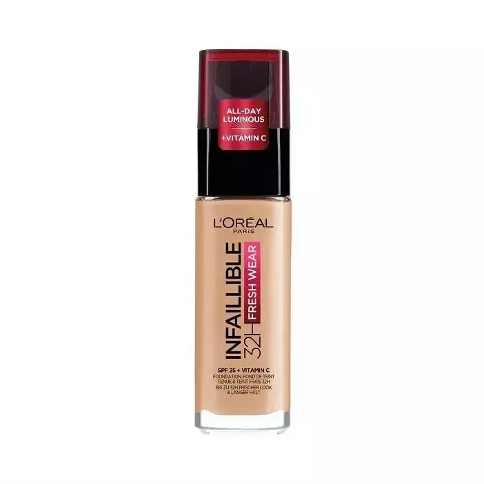 Тональный крем для лица L'Oreal Paris Infallible 32H Fresh Wear 200 Natural Linen стойкий, SPF 25, 30 мл