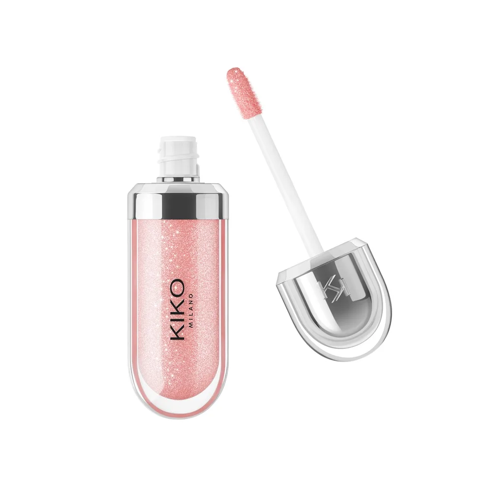 Блеск для губ KIKO Milano 3D Hydra Lipgloss смягчающий персиково-розовый перламутровый, эффект 3D, оттенок 04 Pearly Peach Rose, 6.5 мл
