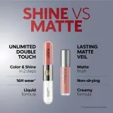Жидкая помада KIKO Milano Unlimited Double Touch двухэтапная стойкая с блеском, оттенок 105 Scarlet Red, 6 мл — фото 4