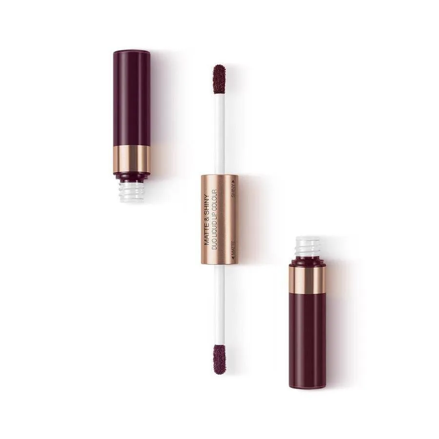 Помада для губ жидкая KIKO Milano Matte & Shiny Duo Liquid Lip Colour 02 Posh & Dark матовая и глянцевая 2 в 1, 7 мл