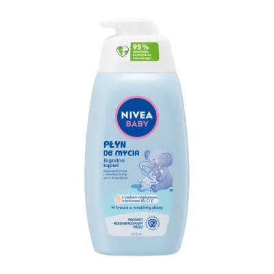 Средство для купания детское NIVEA Baby мягкое очищение, миндальное масло и пантенол, с первых дней жизни, 450 мл