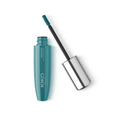 Тушь для ресниц KIKO Milano Maxi Mod Colour Mascara 04 Metallic Green зелёная цветная, маленькая щёточка, 12 мл