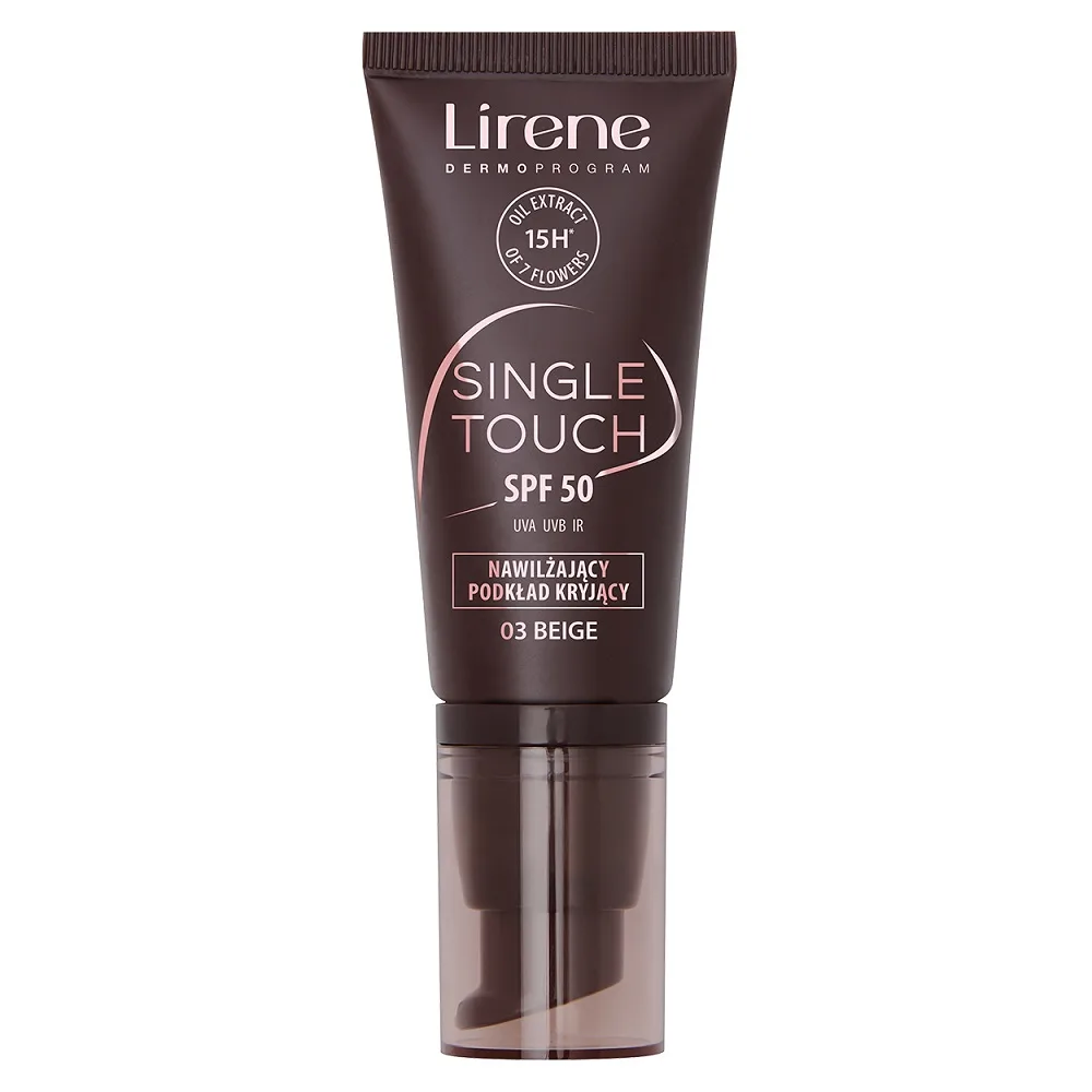 Тональный крем Lirene Single Touch SPF50 увлажняющий, плотное покрытие, оттенок 03 Beige, 30 мл