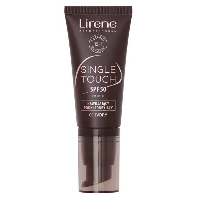 Тональный крем Lirene Single Touch SPF50 увлажняющий, плотное покрытие, оттенок 01 Ivory, 30 мл