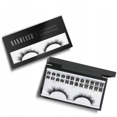 Накладные ресницы пучками Nanolash DIY Eyelash Extensions Heartbreaker, полный набор с бондером, силером, ремувером и аппликатором, 36 пучков