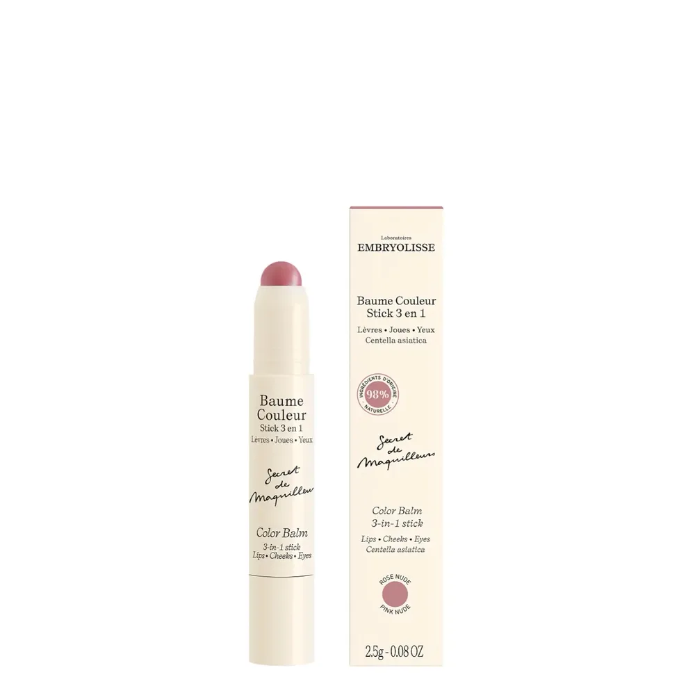 Стик цветной для губ, щёк и век Embryolisse 3 в 1 Rose Nude кремовый нюдово-розовый оттенок, 2,5 г