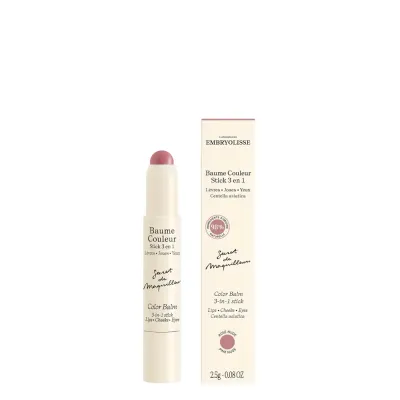 Стик цветной для губ, щёк и век Embryolisse 3 в 1 Rose Nude кремовый нюдово-розовый оттенок, 2,5 г