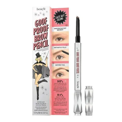 Карандаш для бровей Benefit Goof Proof Brow Pencil кремовый, скошенный грифель и щёточка, оттенок 3.5 Neutral Medium Brown, 0,34 г