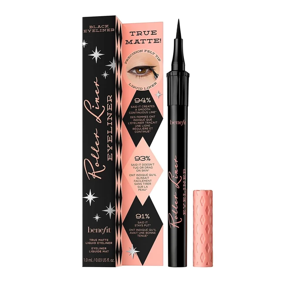 Подводка для глаз Benefit Roller Liner матовая жидкая в фломастере, водостойкая, оттенок Black, 1 мл