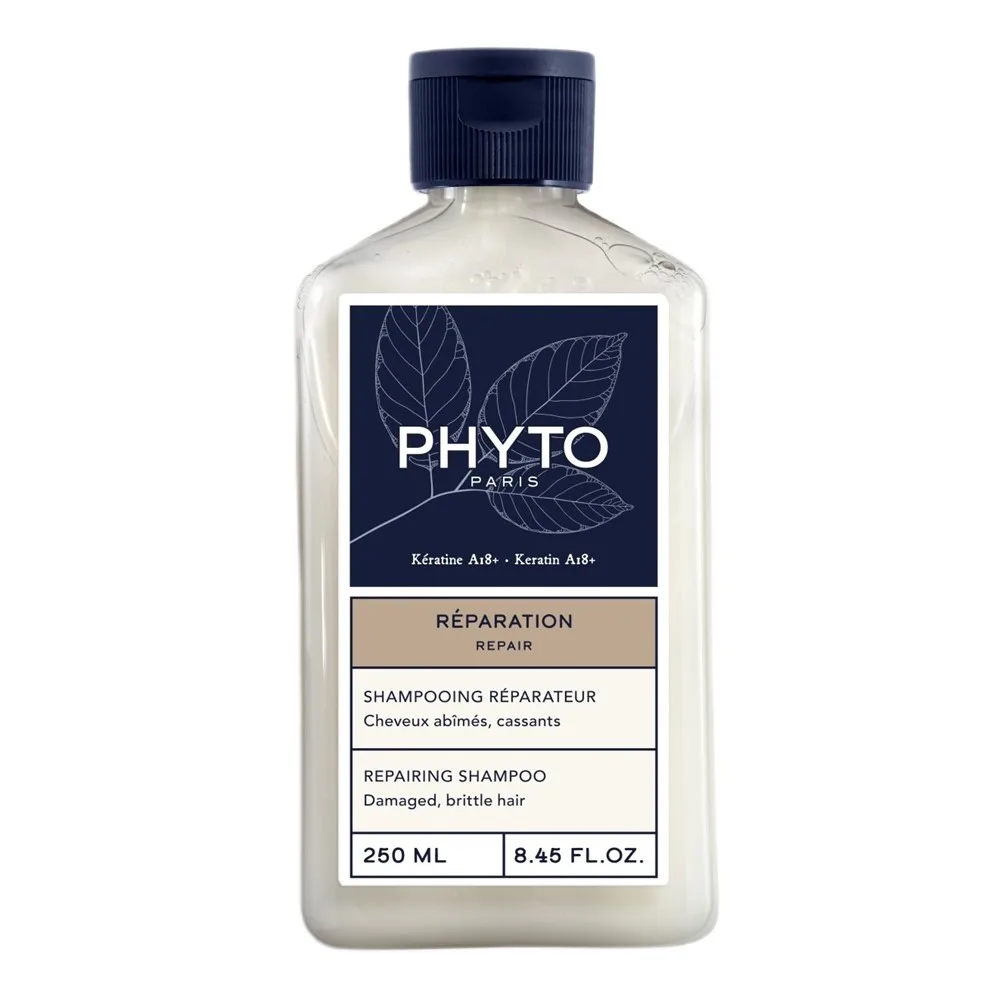 Шампунь PHYTO Repair восстанавливающий для повреждённых ломких волос с кератином A18, 250 мл