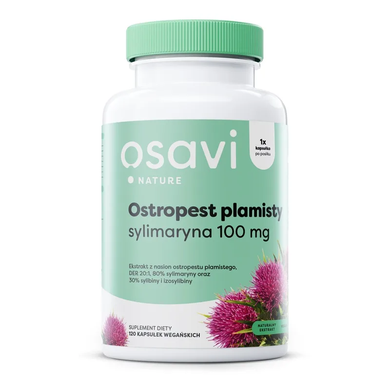 Биологически активная добавка Osavi Ostropest Plamisty расторопша с силимарином 100 мг, веганские капсулы, 120 штук