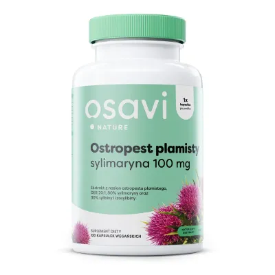 Биологически активная добавка Osavi Ostropest Plamisty расторопша с силимарином 100 мг, веганские капсулы, 120 штук