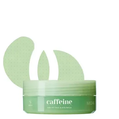 Патчи для глаз и лица Missha Airy Fit Caffeine Depuffing гидрогелевые, с кофеином, от следов усталости, 60 шт