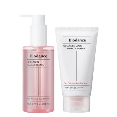 Набор для умывания Biodance Bestseller Cleansers Set: гидрофильное масло с коллагеном 200 мл и маска-пенка для умывания 150 мл