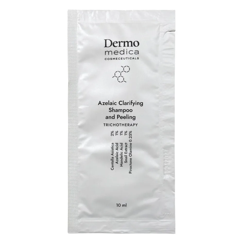 Трихологический очищающий шампунь-пилинг в ампулах Dermomedica Cosmeceuticals Dermomedica Azelaic Clarifying Shampoo and Peeling, 10 x 10 мл