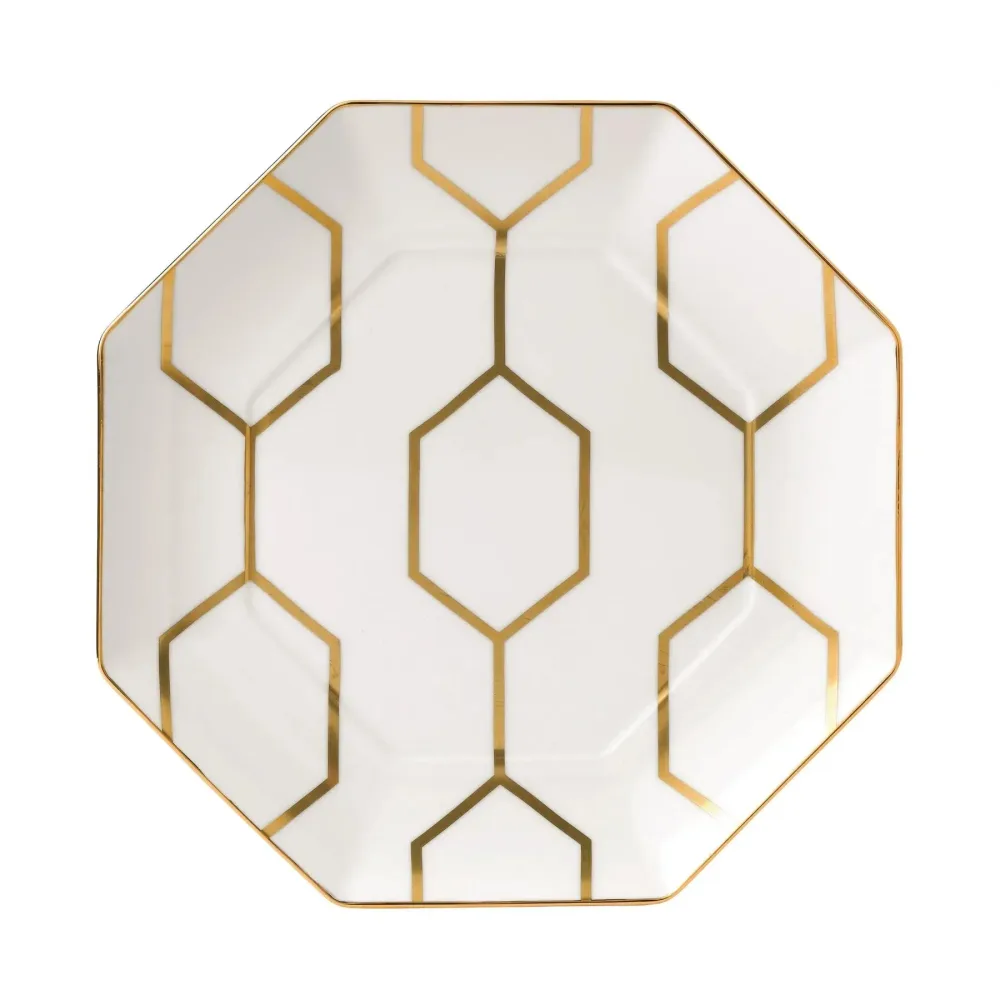 Wedgwood Тарелка Gio Gold 23 см восьмиугольная белая