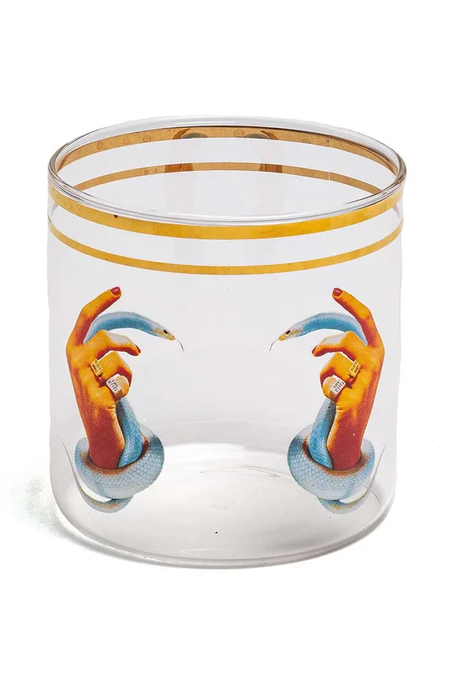 Стакан Seletti, Hands With Snakes x Toiletpaper, стекло, многоцветный