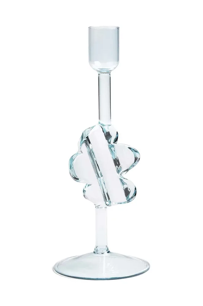 Подсвечник &K Amsterdam Puddle Blue, стекло, 12,5 см, прозрачный
