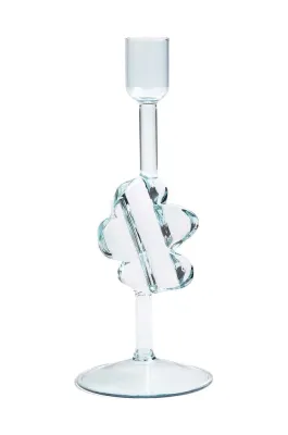 Подсвечник &K Amsterdam Puddle Blue, стекло, 12,5 см, прозрачный