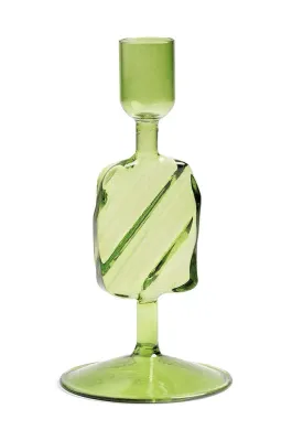 Подсвечник &K Amsterdam Puddle Green, стекло, 12,5 см, зелёный