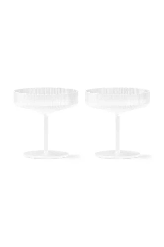 Набор бокалов Ferm Living, Ripple Champagne Saucers, 2 шт, 150 мл, стекло, белый