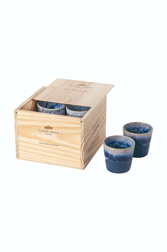 Набор кружек для эспрессо Costa Nova Grespresso Gift box, 8 шт, каменная керамика, по 210 мл, синий