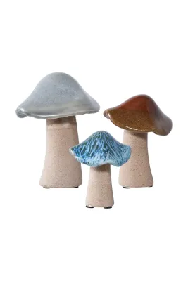 Фигурка декоративная House Nordic Mushrooms 3-pack kolor, керамика, зелёный