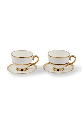 Набор чашек с блюдцами Pols Potten Golden Finds, фарфор, 500 мл, белый