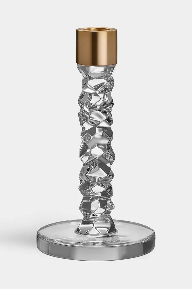 Подсвечник Orrefors Carat, латунь, 18 см, прозрачный