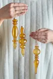 Bloomingville Ёлочные игрушки из выдувного стекла, жёлтые, 3 шт — фото 2
