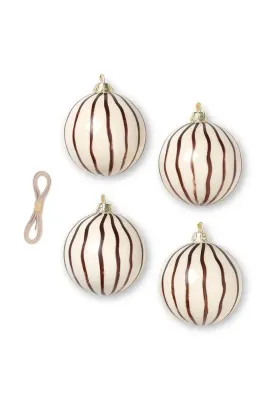 ferm LIVING Ёлочные игрушки, коричневые, диаметр 8 см, 4 шт
