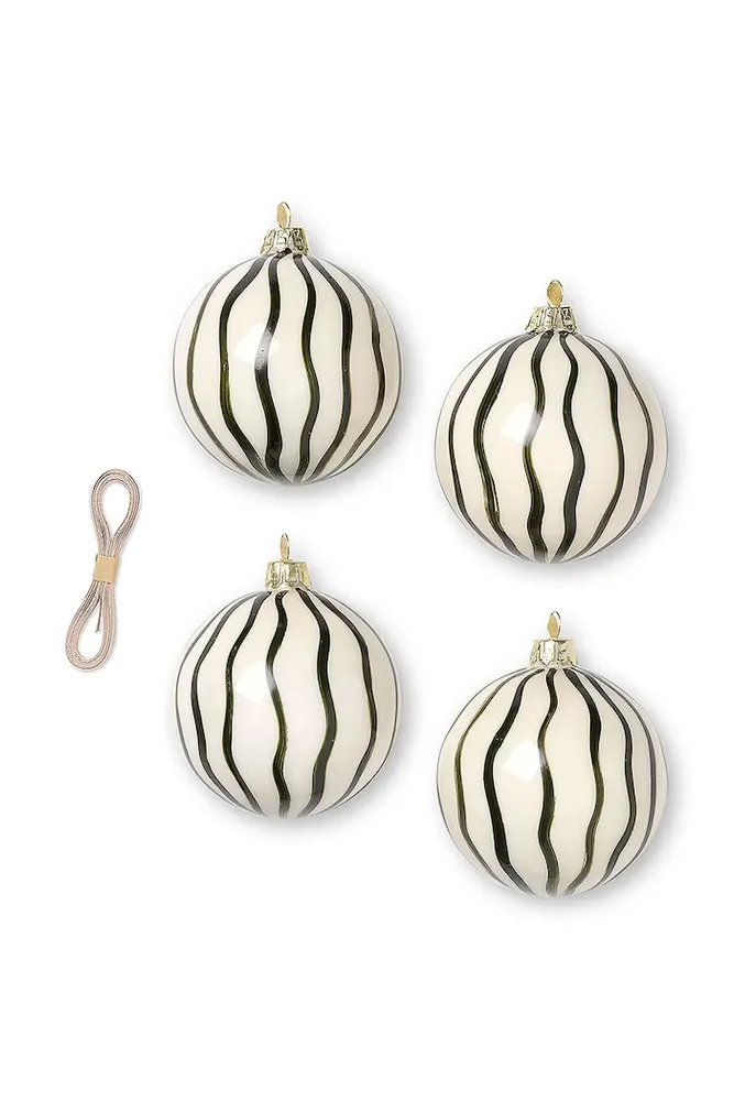ferm LIVING Ёлочные игрушки, зелёные, диаметр 8 см, 4 шт