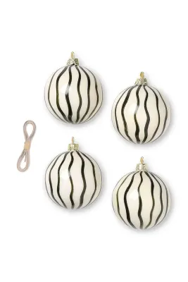 ferm LIVING Ёлочные игрушки, зелёные, диаметр 8 см, 4 шт