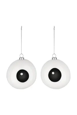 Alessi Carol Набор ёлочных игрушек из выдувного стекла, белый, 2 шт., 10 x 10 см