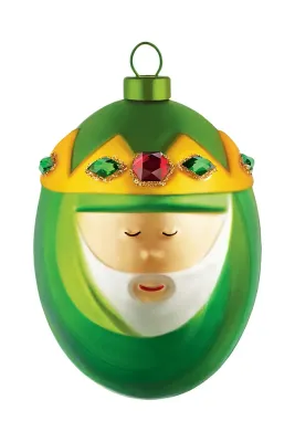 Alessi Ёлочная игрушка Melchiorre, выдувное стекло, зелёная, 12 x 8,5 см